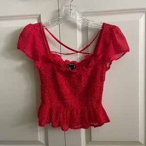 Red Polka Dot Peplum Crop Top